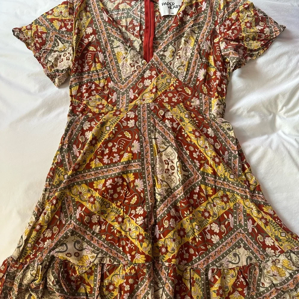 PAPER HEARTS RUST FLORAL DRESS - Picture 1 of 4